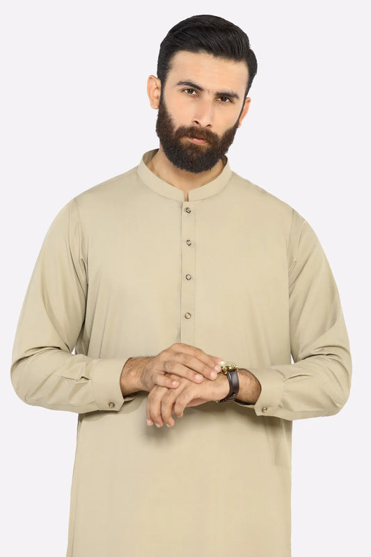 Fawn Wash & Wear Shalwar Kameez For Men's