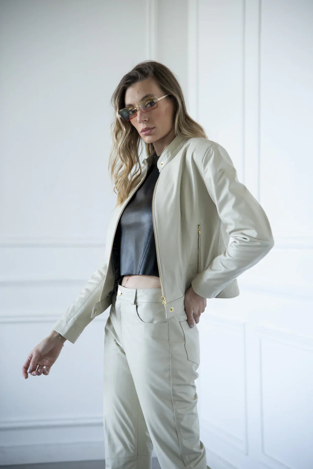 Off White Women Biker Leather Jacket