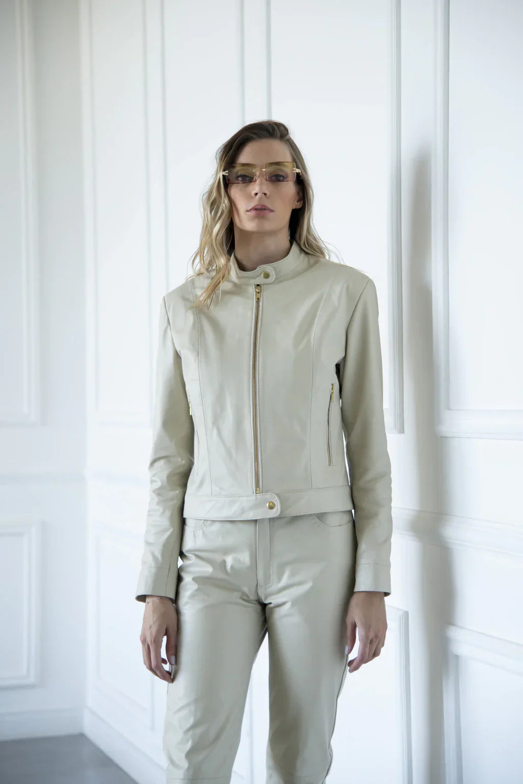 Off White Women Biker Leather Jacket