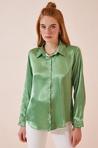 Peanut Green Women’s Silk Shirt – Light & Flowing Sophistication