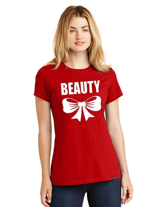 Red Beauty Cotton Printed T-Shirt For Women