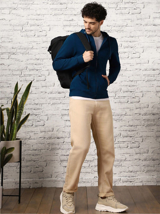 Nobero Men Zipper Hooded Sweatshirt