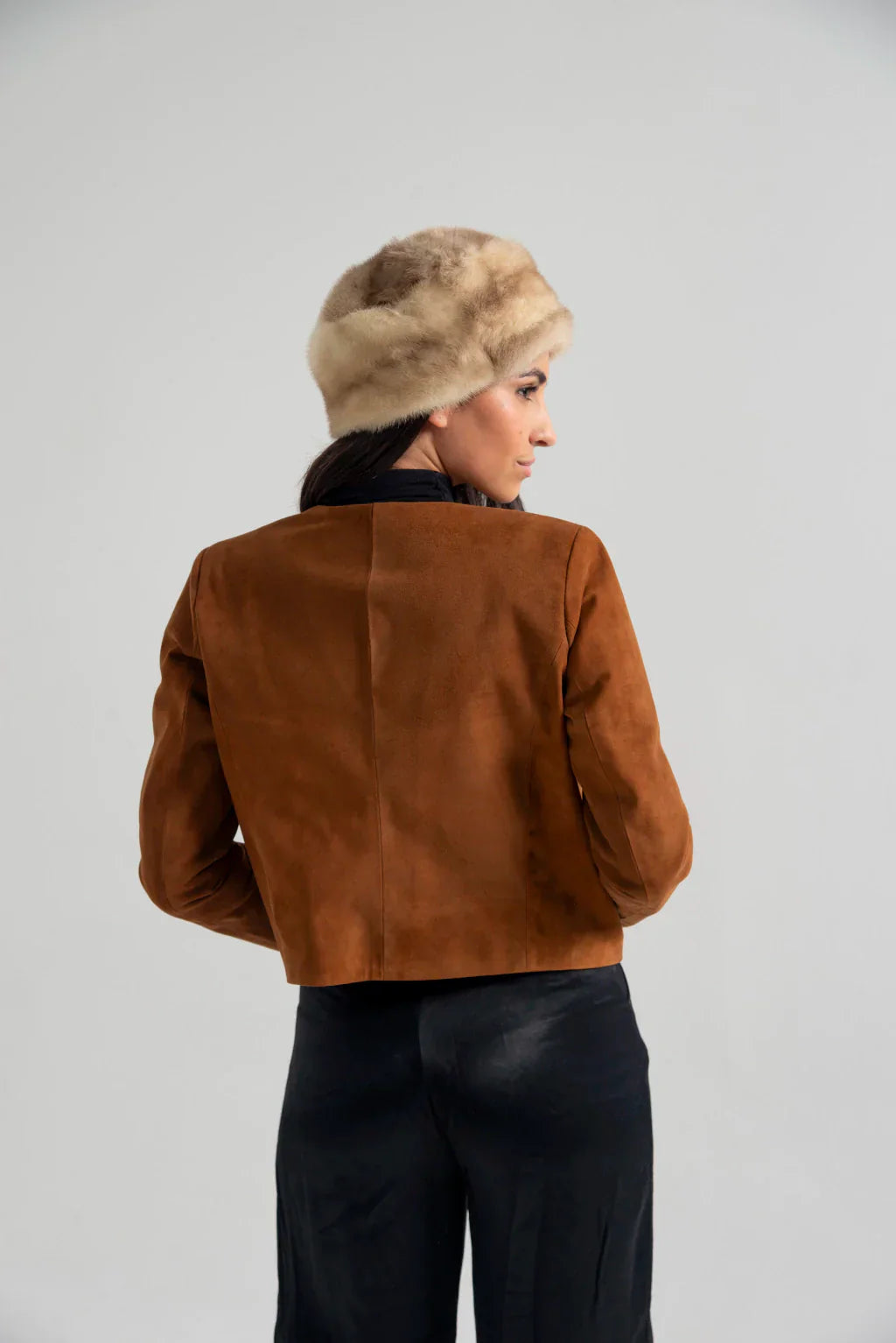 Camel Women's Suede Leather Jacket