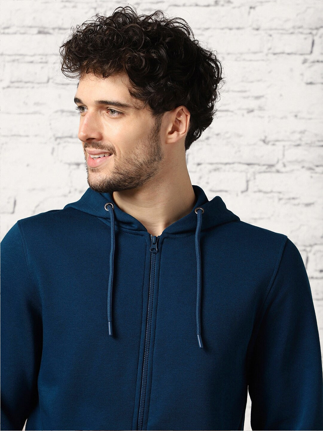 Nobero Men Zipper Hooded Sweatshirt