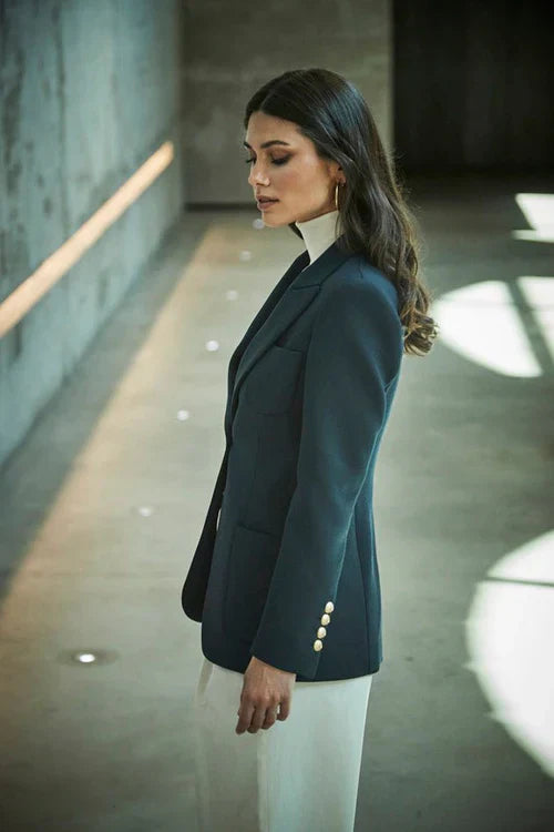 Ace Navy Bandetta Women Blazer with Plastron Pockets