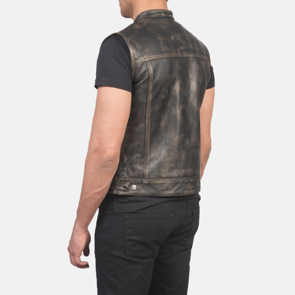 Ace Moto Distressed Brown Leather Vest