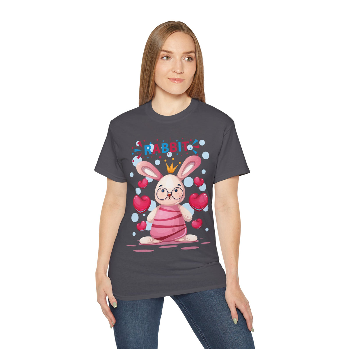 Rabbit Heart Printed Women's Half Sleeve T-Shirt