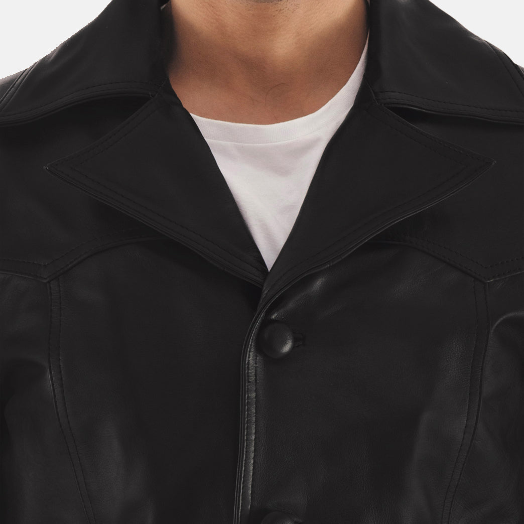 Men's Black Genuine Leather Coat
