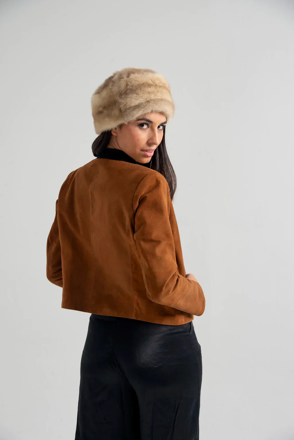 Camel Women's Suede Leather Jacket
