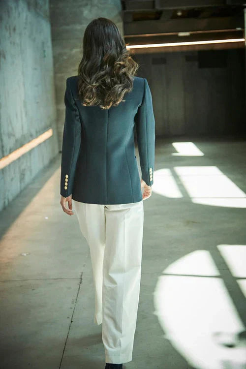 Ace Navy Bandetta Women Blazer with Plastron Pockets