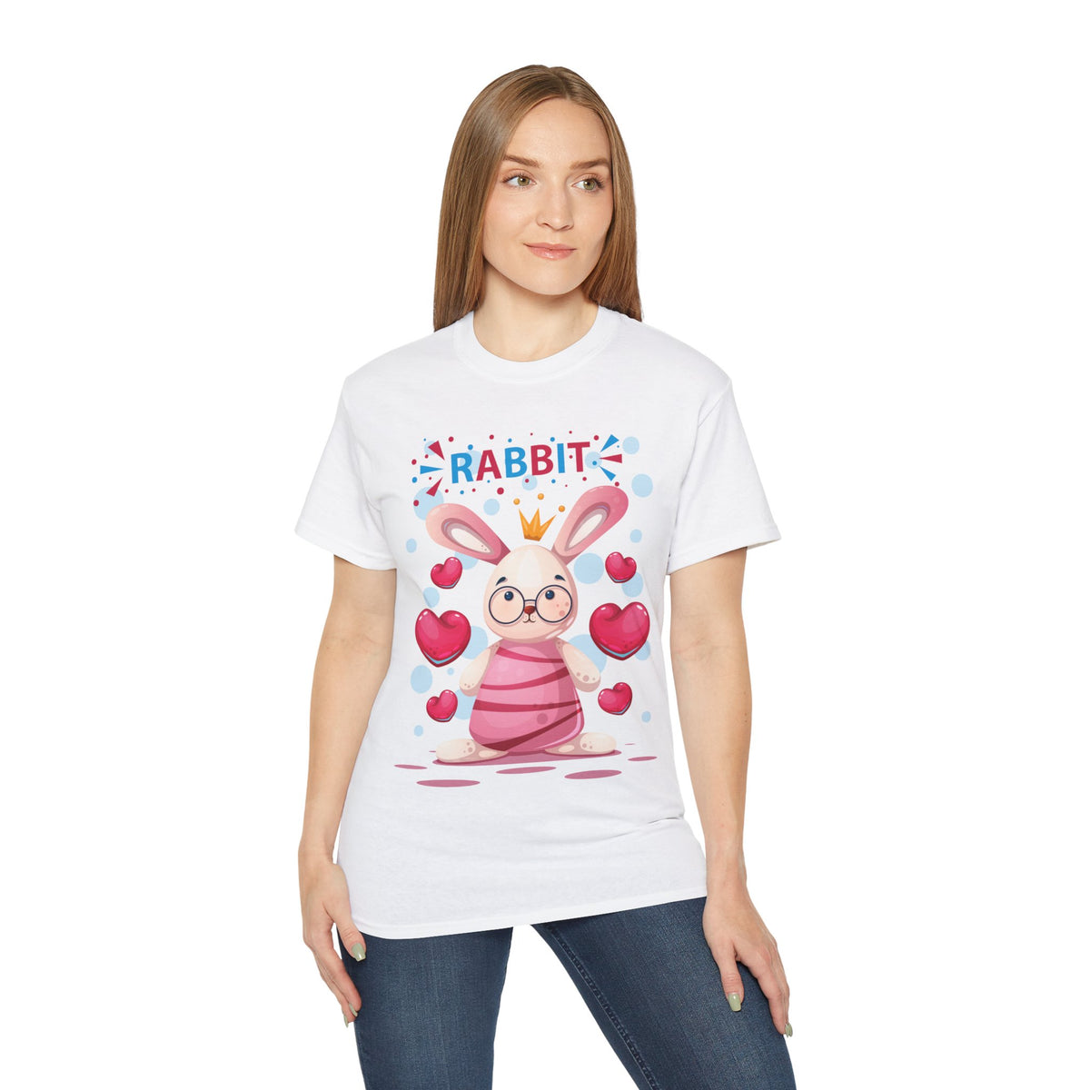 Rabbit Heart Printed Women's Half Sleeve T-Shirt