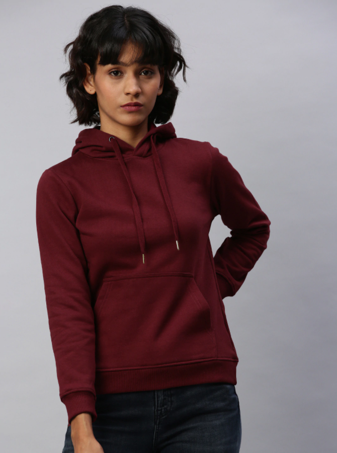 HB INDUSTRIES Women Maroon Solid Hooded Pullover