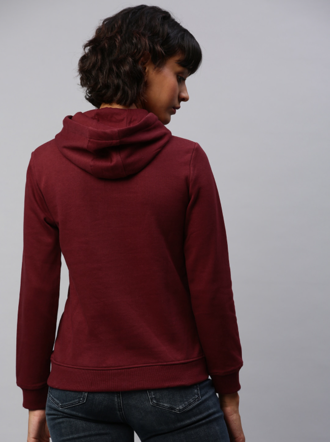 HB INDUSTRIES Women Maroon Solid Hooded Pullover