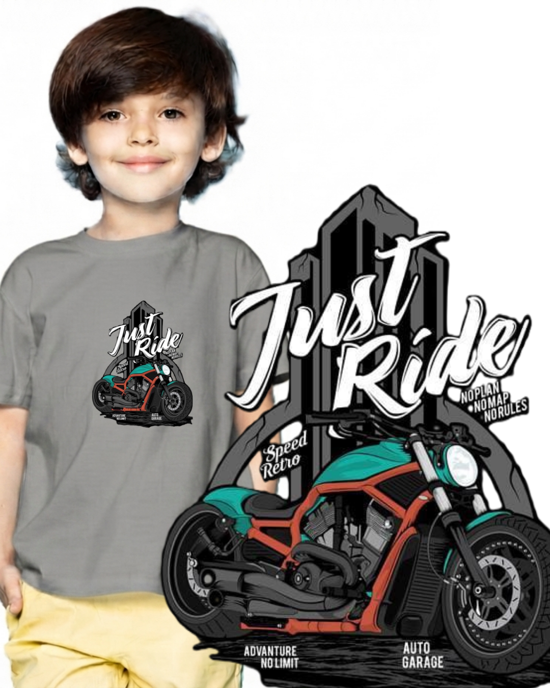 Chopper Bike Printed Kids T-shirt
