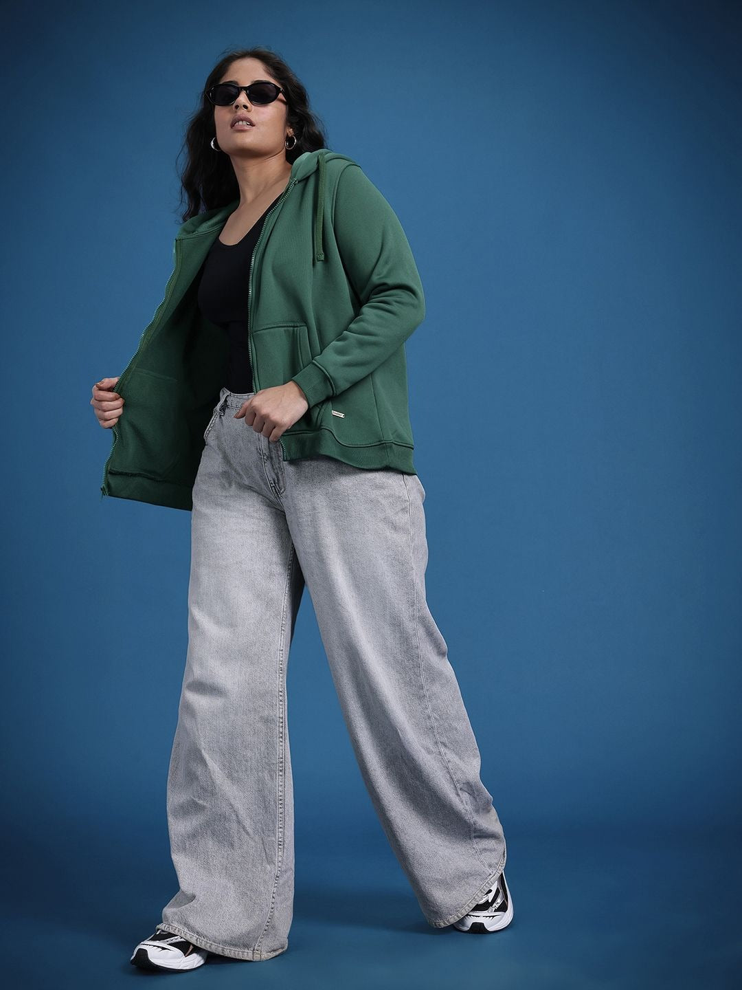 The Life Co. Plus Size Olive Green Hooded Hoodie — Plus Size Zip Hoodie Pakistan