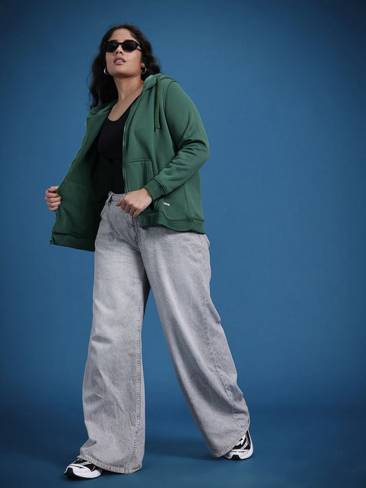 The Life Co. Plus Size Olive Green Hooded Hoodie — Plus Size Zip Hoodie Pakistan