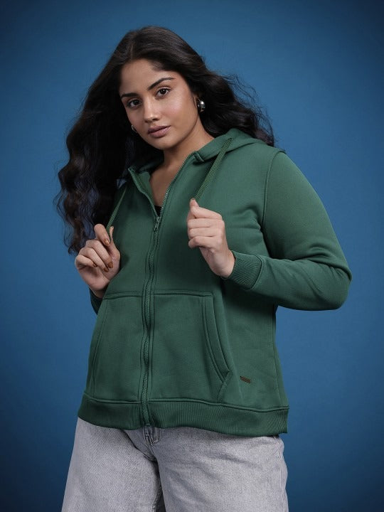 The Life Co. Plus Size Olive Green Hooded Hoodie — Plus Size Zip Hoodie Pakistan