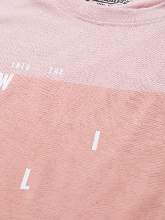 Women Pink Printed Cotton Boxy T-Shirt Pakistan