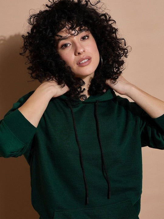 The Lifestyle Co. Women Loose Fit Hooded Olive Green Hoodie — Relaxed Zip Hoodie Pakistan