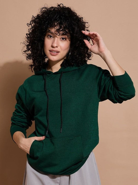 The Lifestyle Co. Women Loose Fit Hooded Olive Green Hoodie — Relaxed Zip Hoodie Pakistan