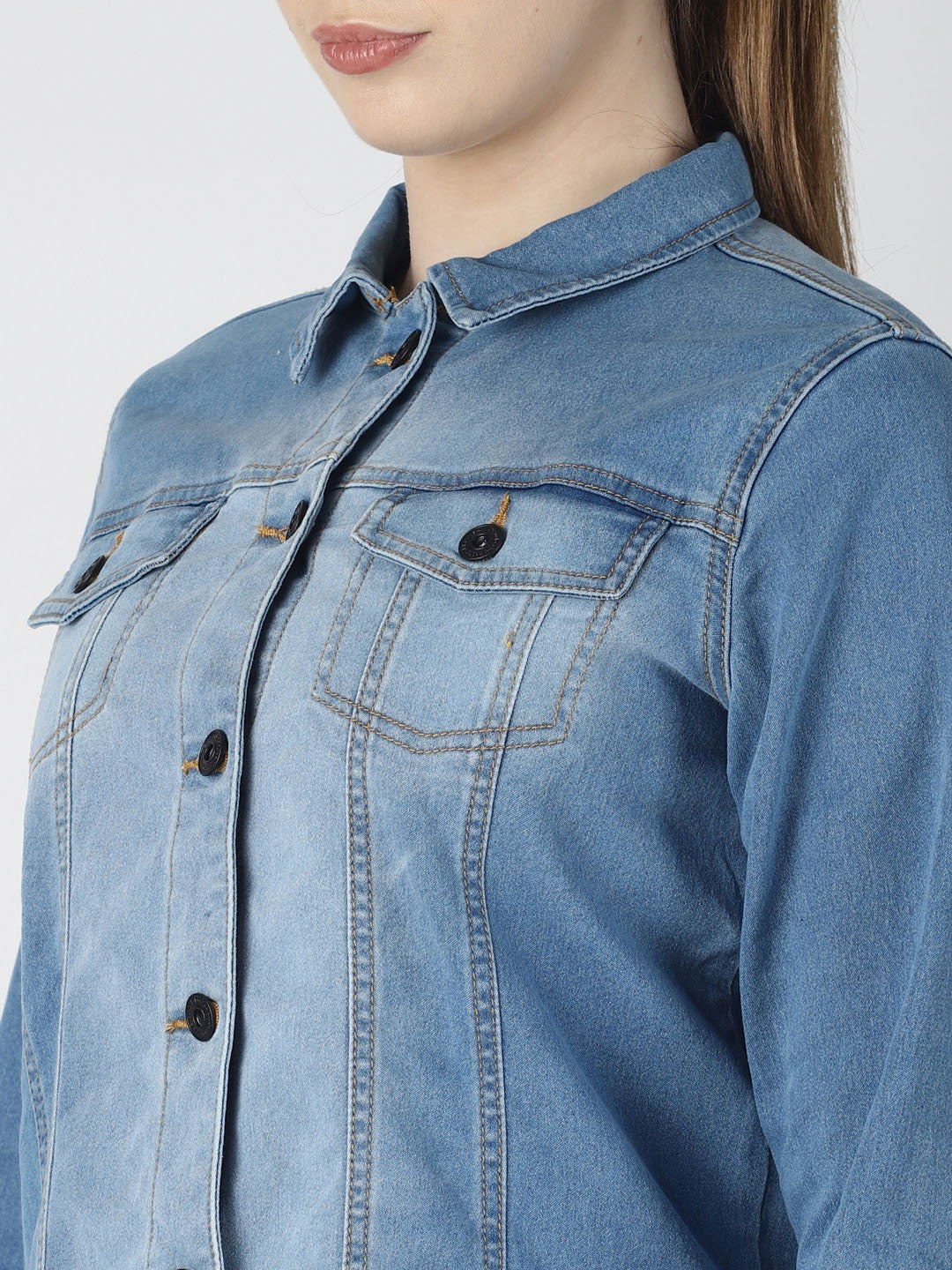 Women Blue Solid Jacket