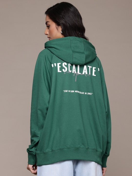 The Lifestyle Co. Printed Hooded Relaxed Olive Green Hoodie — Printed Relaxed Zip Hoodie Pakistan