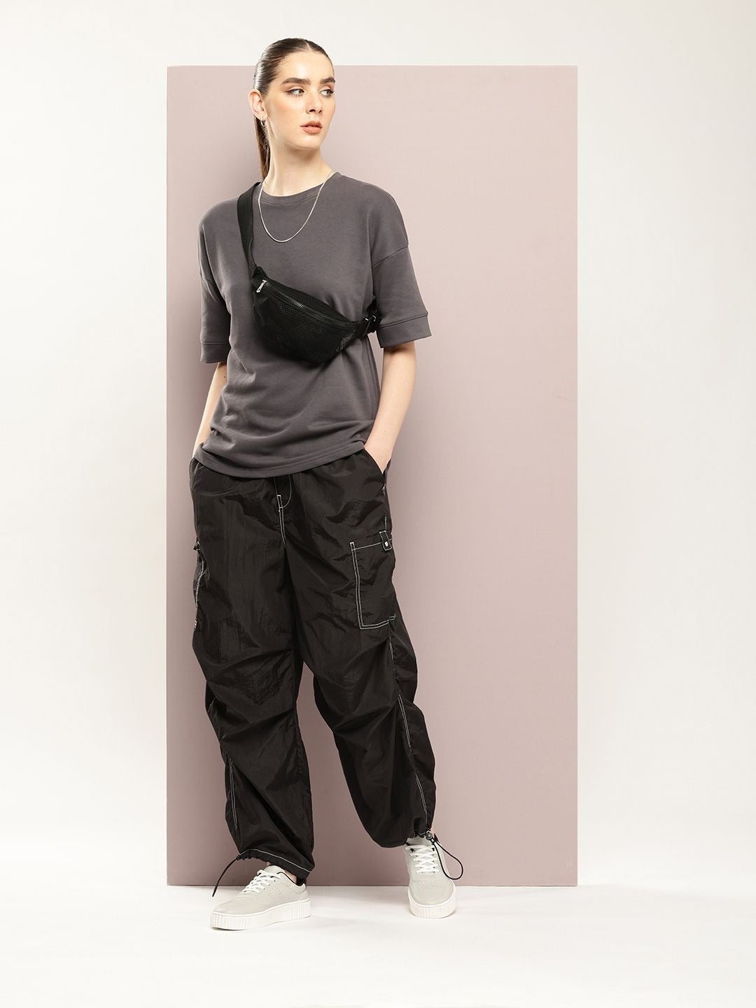 Women Oversized Drop Shoulder Ultra Soft Drapey Cotton Crew Neck T-Shirt – Trendy Casual Wear in Pakistan