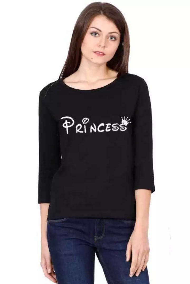 Summer Collection Black Cotton Printed Full Sleeves T-Shirt