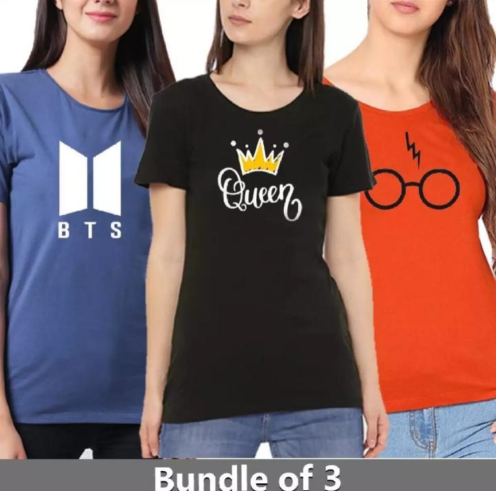 Trendy Spot Fashion Pack Of 3 Half Sleeves Printed T-shirt