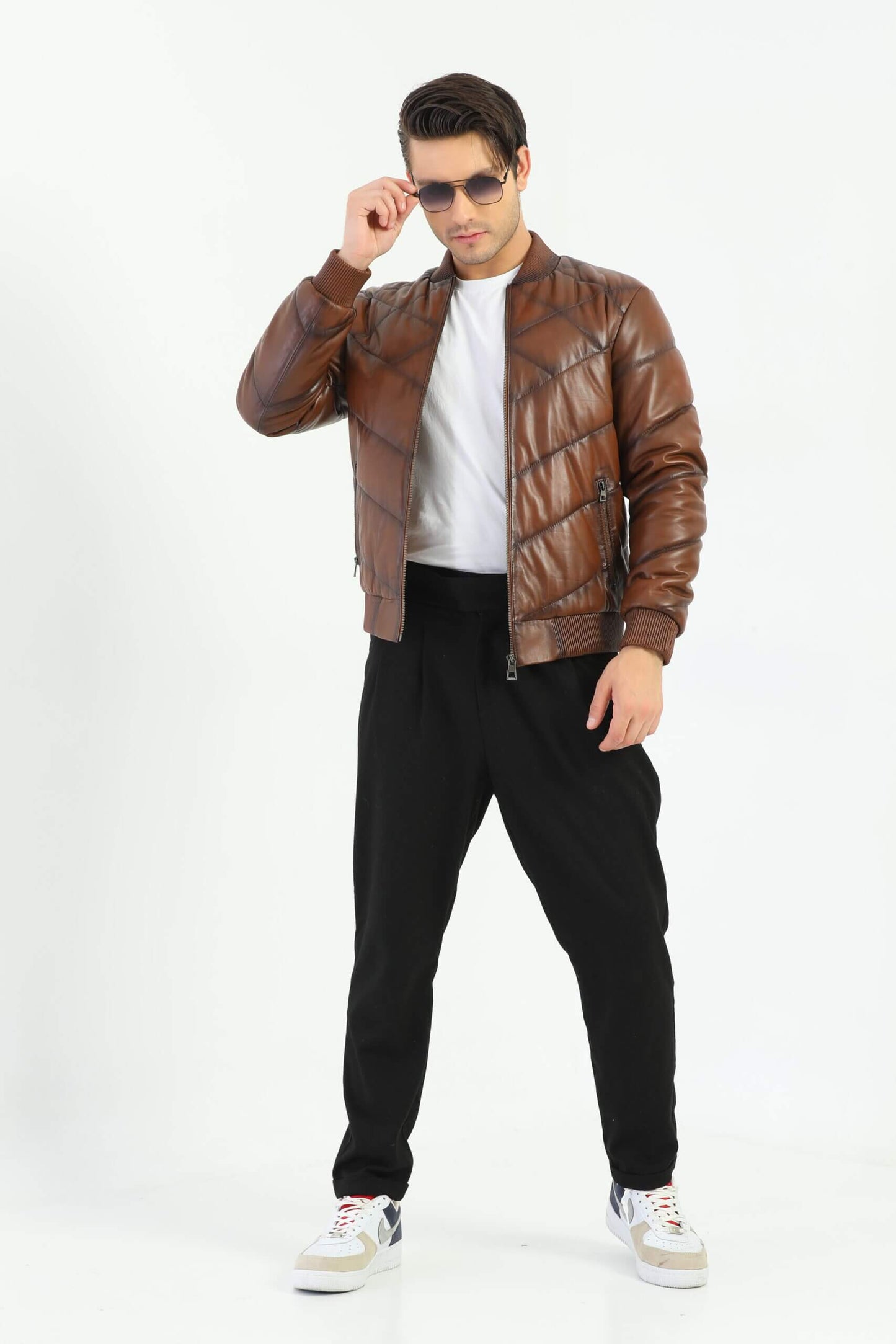 Ace Taranto Brown Leather Jacket Men