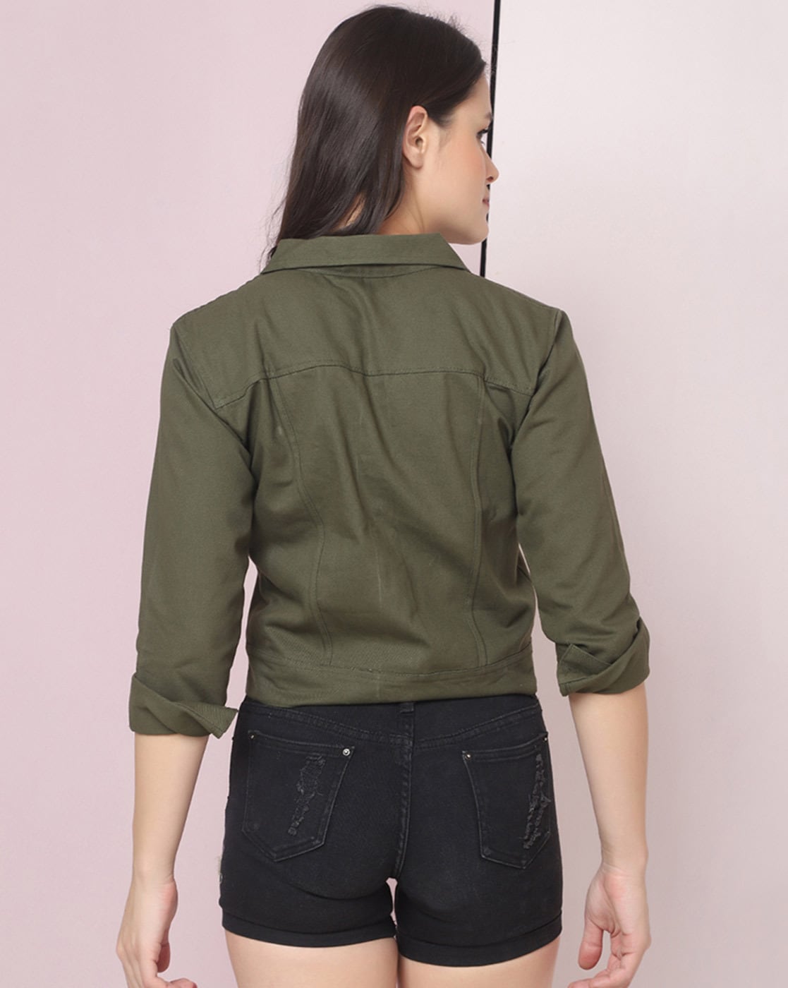 Women’s Olive Green Denim Jacket – Bold, Stylish, and Versatile