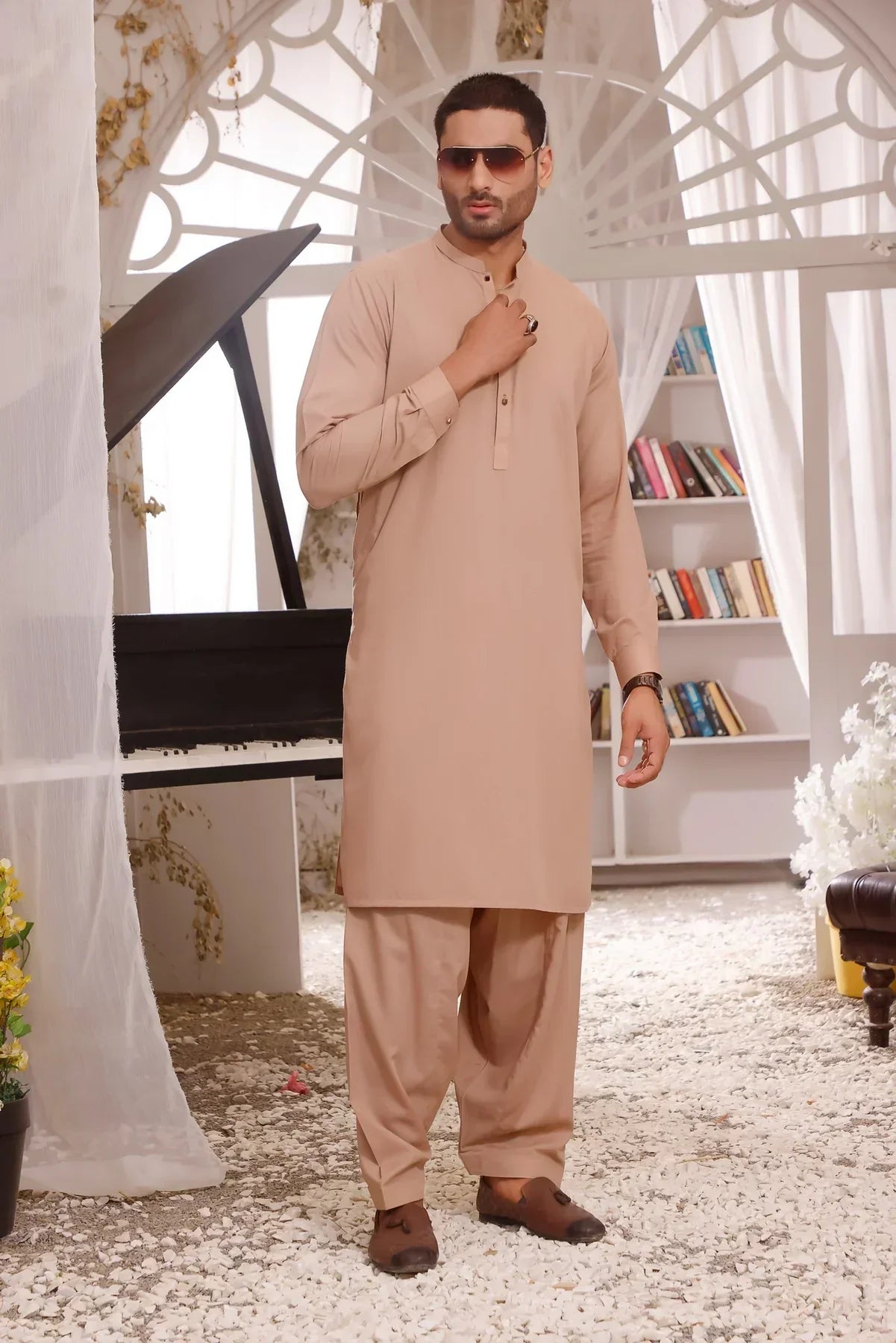 Stitched Shalwar Kameez in Stunning Beige