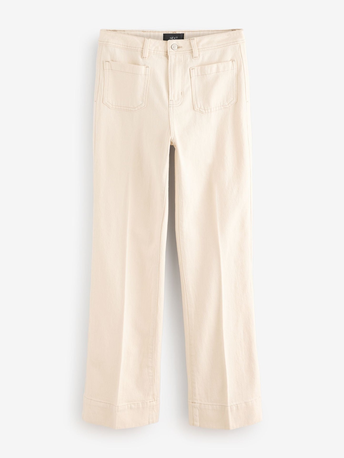 Women Ecru Patch Pocket Wide Leg Jeans – Trendy High-Waist Denim for Everyday Style in Pakistan