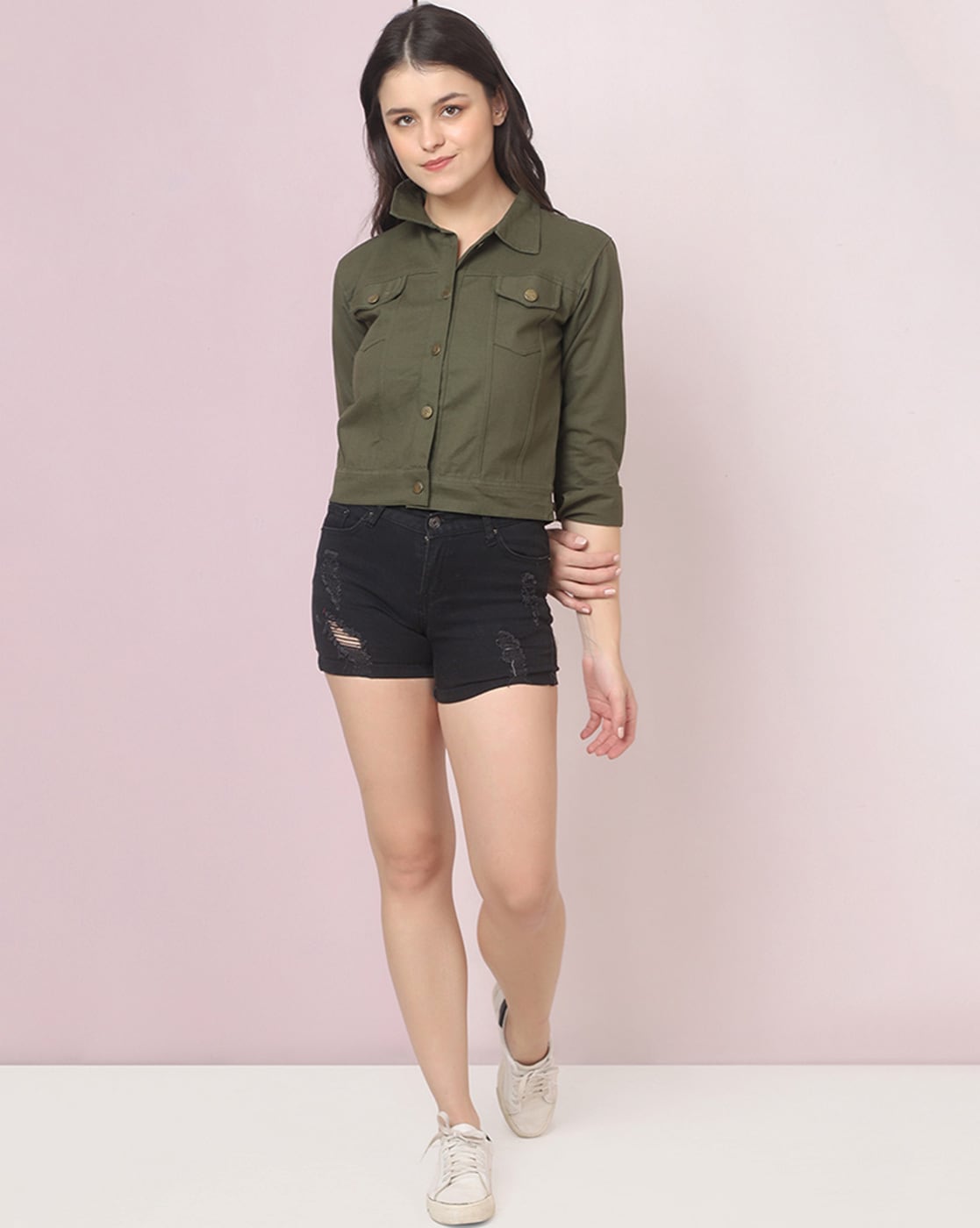 Women’s Olive Green Denim Jacket – Bold, Stylish, and Versatile