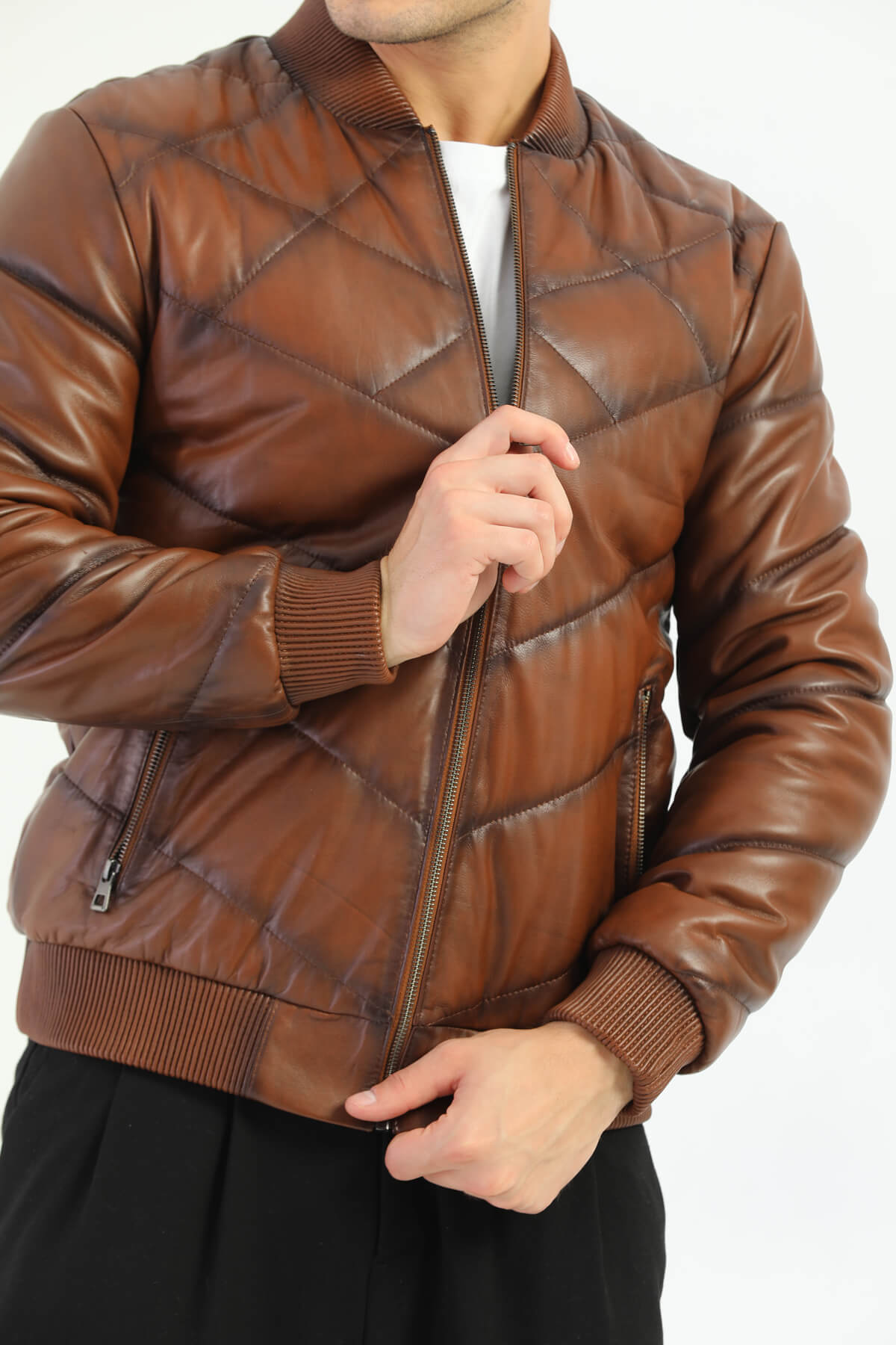 Ace Taranto Brown Leather Jacket Men