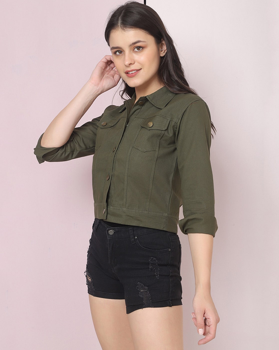 Women’s Olive Green Denim Jacket – Bold, Stylish, and Versatile