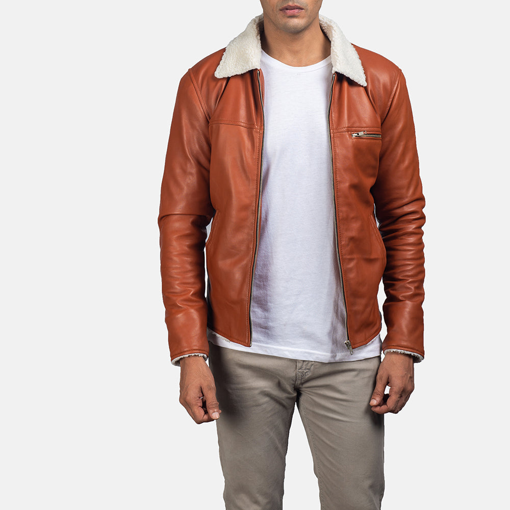 Ace Tan Shearling Leather Jacket