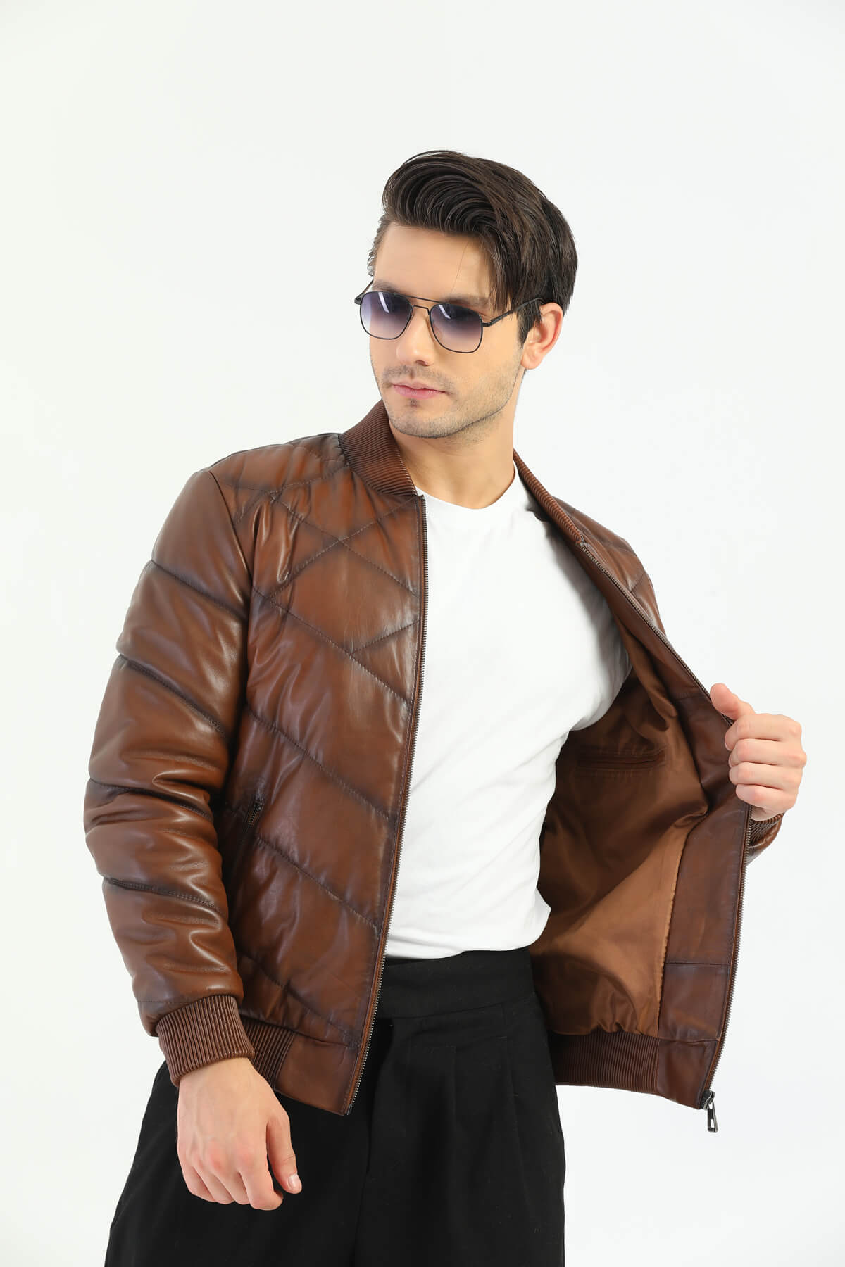 Ace Taranto Brown Leather Jacket Men