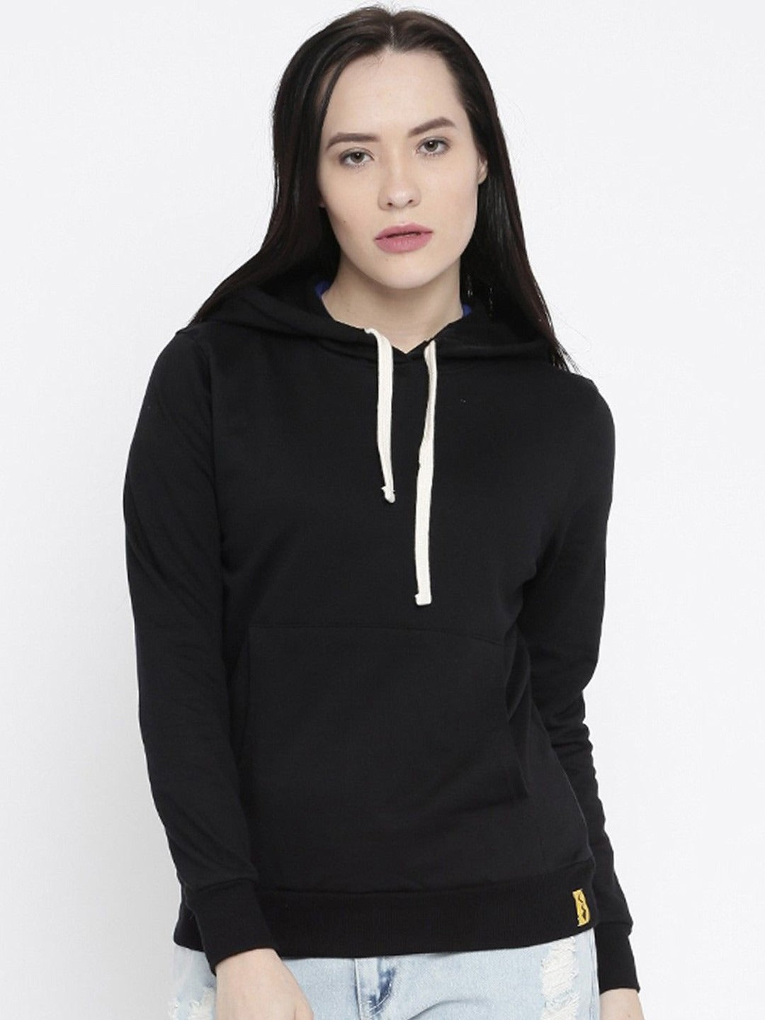 Women Cotton Hooded Neck Pullover Black Hoodie — Soft Cotton Pullover for Women Pakistan