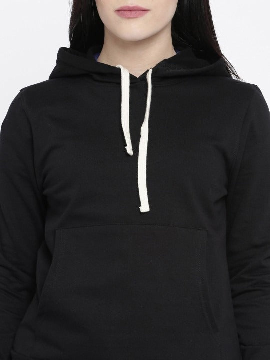 Women Cotton Hooded Neck Pullover Black Hoodie — Soft Cotton Pullover for Women Pakistan