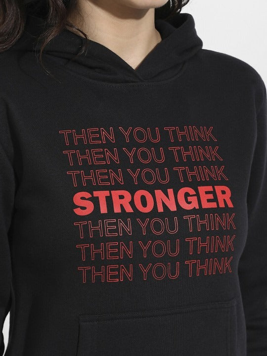 Typography Printed Hooded Cotton Pullover Black Hoodie — Graphic Cotton Pullover Pakistan