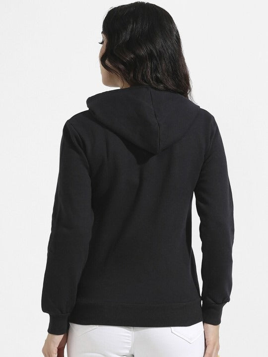Typography Printed Hooded Black Hoodie — Graphic Cotton Pullover Pakistan
