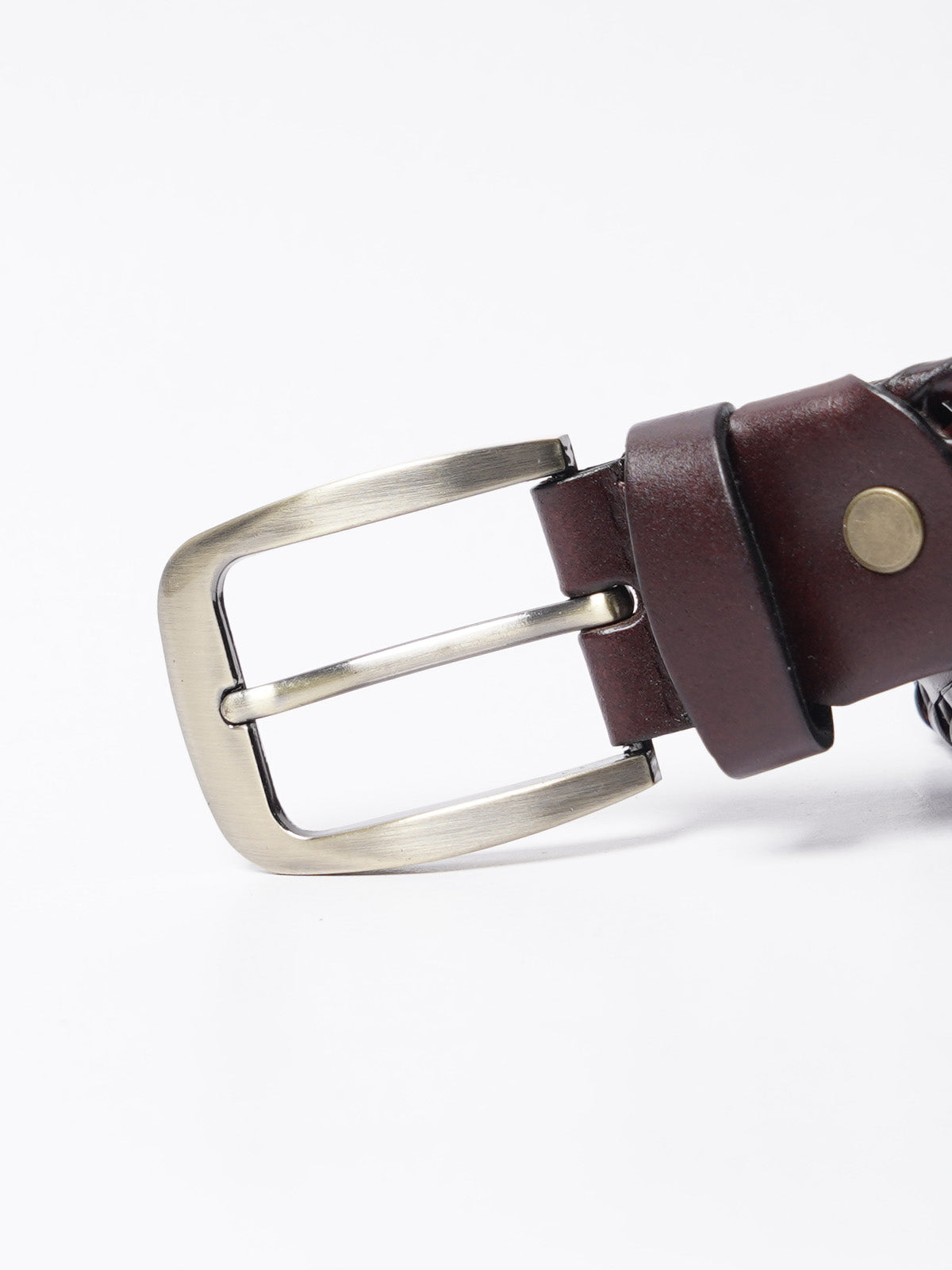 Maroon Weaving Design Genuine Leather Belt