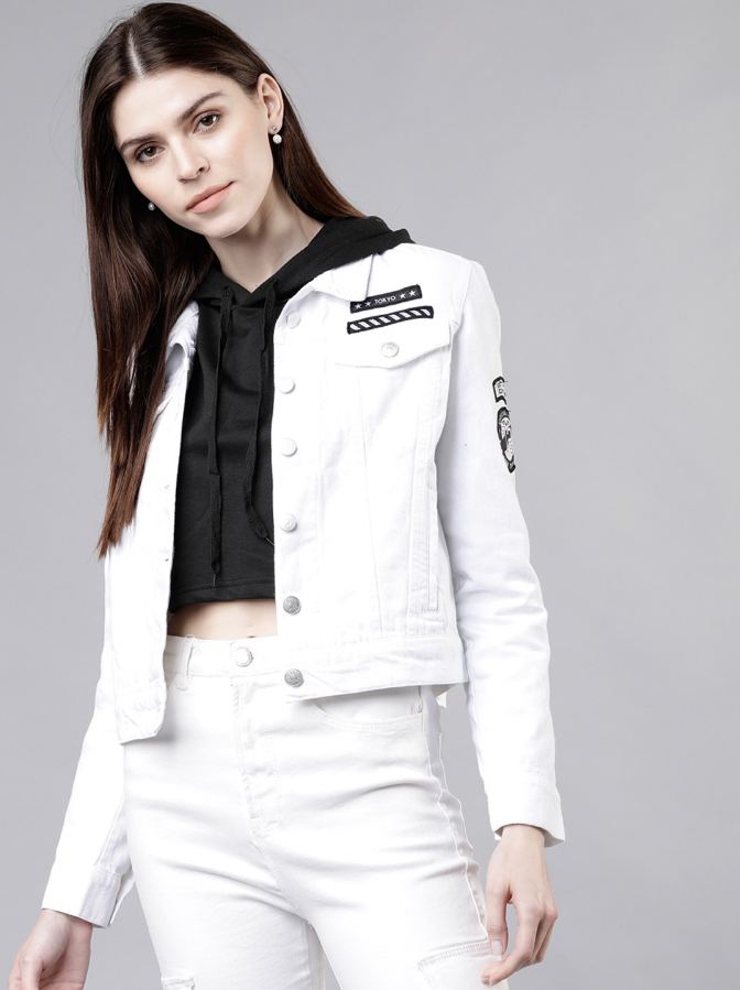 Women White Solid Jacket