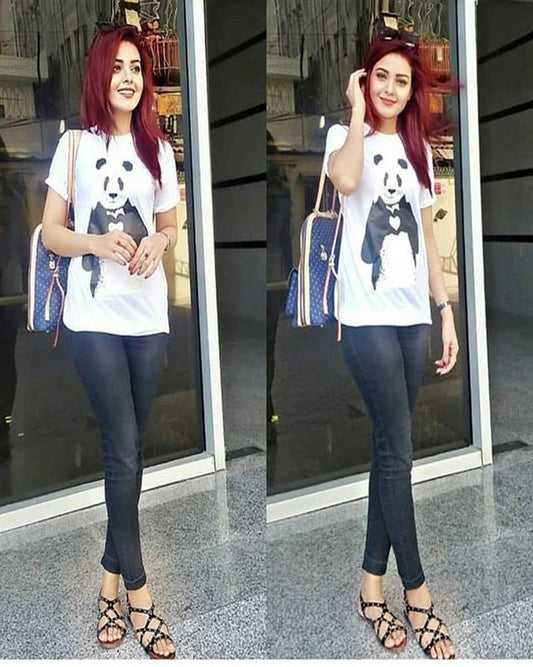 White Panda Love Printed T-Shirt For Her