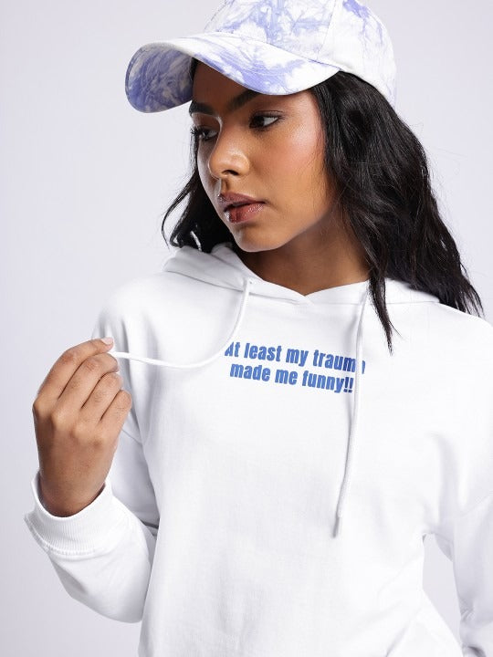 Typography Printed Cotton Terry Hooded Oversized White Hoodie — Oversized Terry Graphic Hoodie Pakistan