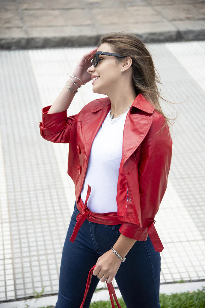 Ace Crop Leather Blazer For Women