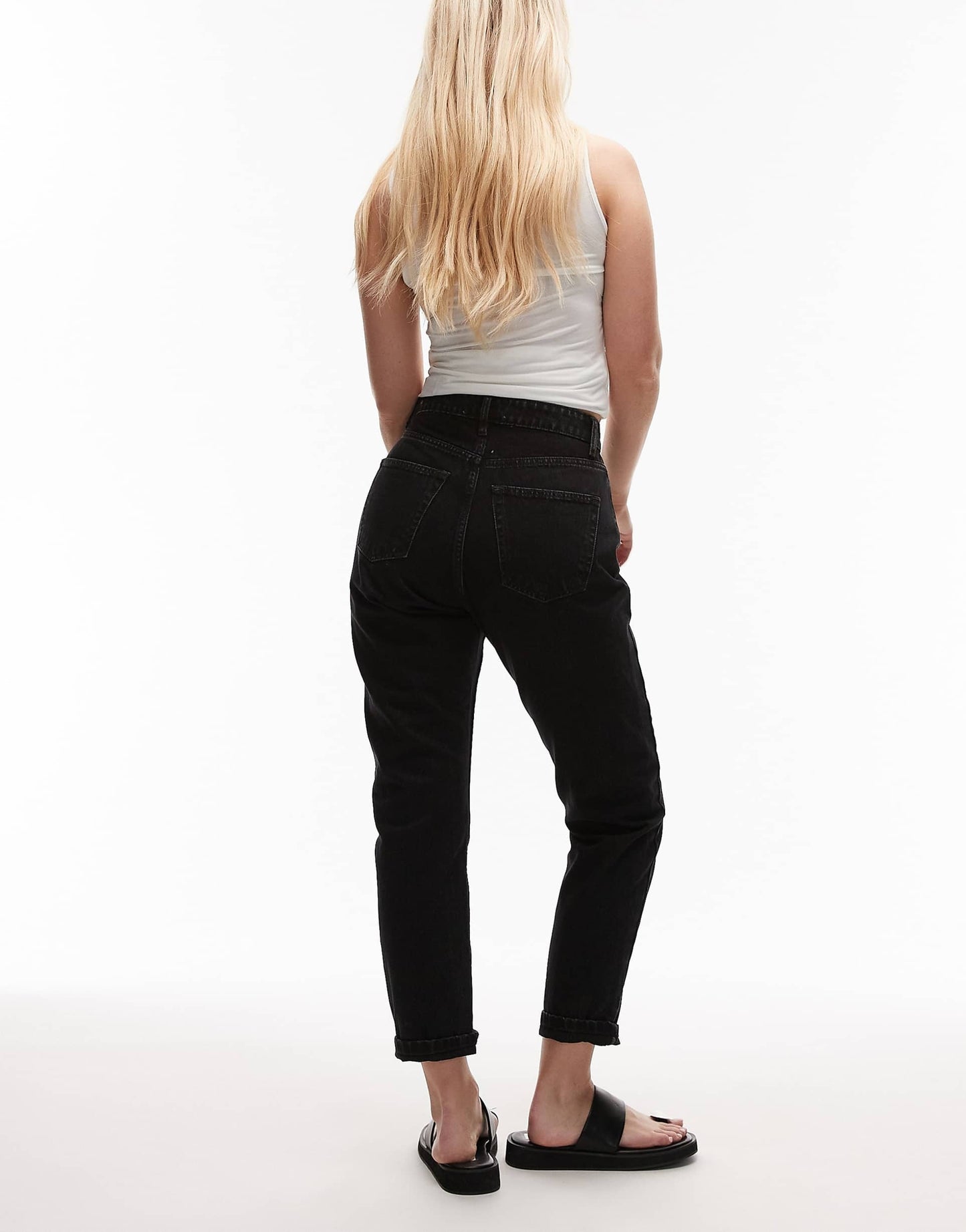 Mom Jeans in Washed Black – High-Waist Relaxed Fit Denim for Women in Pakistan | DENIMS