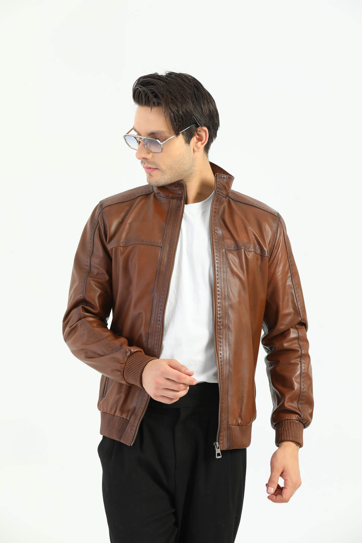 Ace Ruslin Brown Leather Jacket For Men's