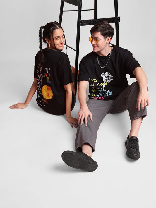 Unisex Printed Extended Sleeves Oversized T-Shirt – Trendy Streetwear Cotton Outfit in Pakistan | DENIMS